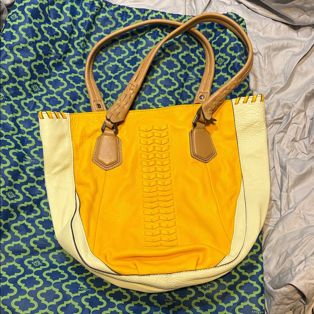 orYANY Yellow and Cream Tote Bag comes w dust bag
